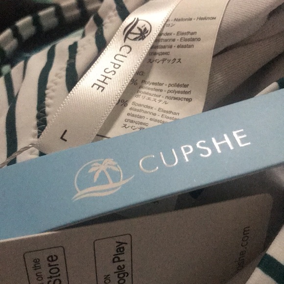 Cupshe Women's Black Striped Leafy One Piece Swimsuit Size Large - Picture 6 of 6